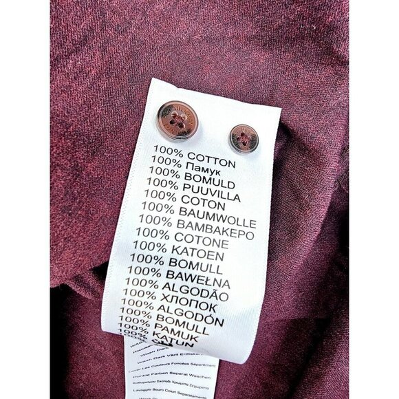 Ben Sherman Size Large Mens Burgundy Paisley Button Down Long Sleeve Logo Shirt - Picture 6 of 12